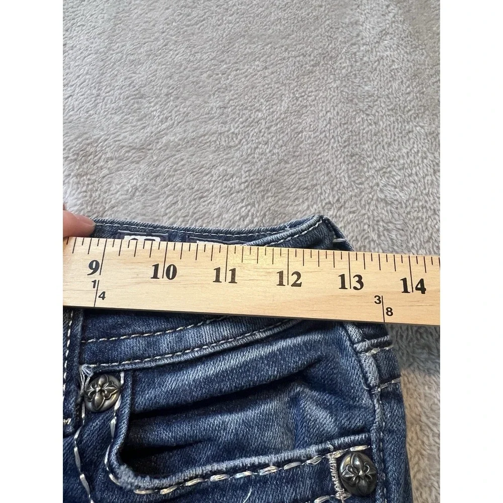 Miss Me Womens Jeans Size 25 Blue Mid Rise Stretch Rhinestone Pocket Skinny
